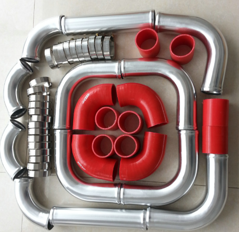 2" 51mm universal alloy aluminium turbo intercooler piping pipe kits+red hoses