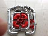 FOR 2.5" Aluminum Universal Intercooler Turbo Piping Red hose T-Clamp kits 12pcs