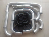 3" 76mm Aluminum Universal 8pcs Intercooler Turbo Piping black hose T-Clamp kits